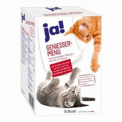 ja! kapsičky pro kočky-masové kousky v omáčce 4 druhy 15x 100 g
