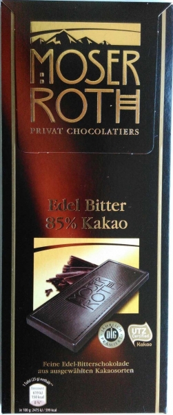 Moser Roth - čokoláda hořká 85% kakaa, 125 g