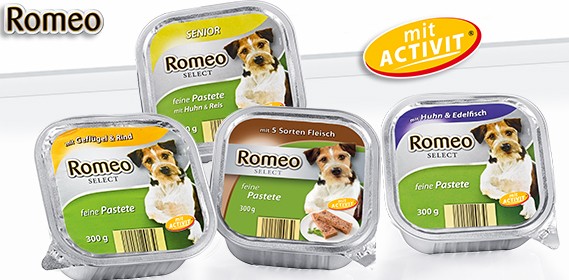 Romeo-Plnohodnotné krmivo pro psy, 5 druhů masa, vanička, 300 g