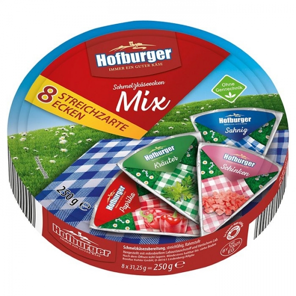 Hofburger tavený sýr mix 4 druhy 8 ks, 250 g