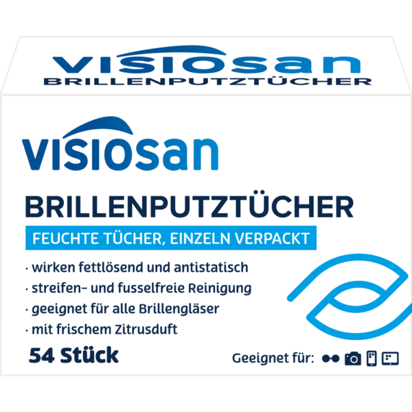 Visiosan - Čistící ubrousky na brýle 54 ks
