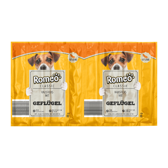 Romeo žvýkací tyčinky pro psy drůbež 8 ks, celkem 88 g - kopie